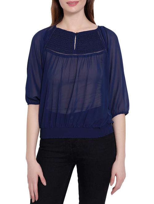 dark blue crepe regular top - 13701931 - Very Small Image - 1