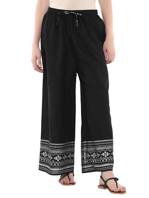 black printed rayon palazzo - 13709311 - Very Small Image - 1