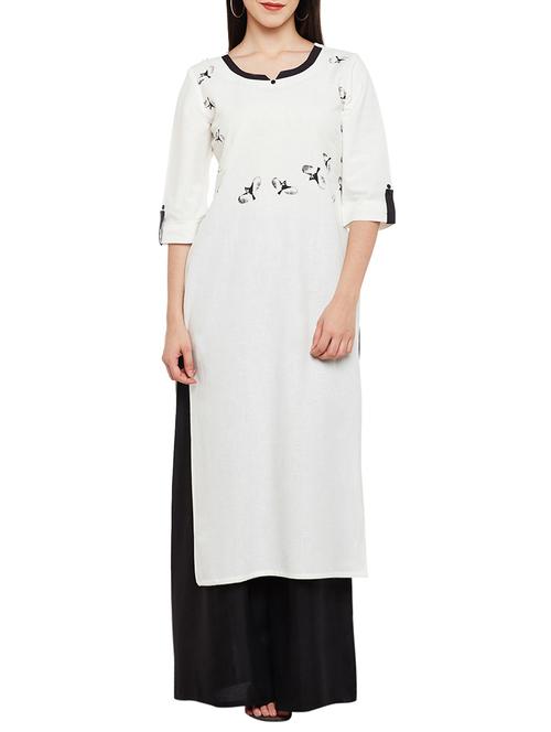 white cotton straight kurta - 13711889 - Very Small Image - 1