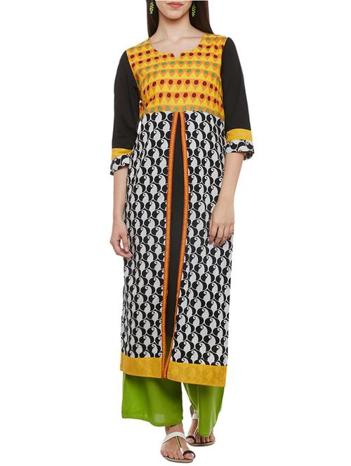 black cotton straight kurta - 13711927 - Very Small Image - 1