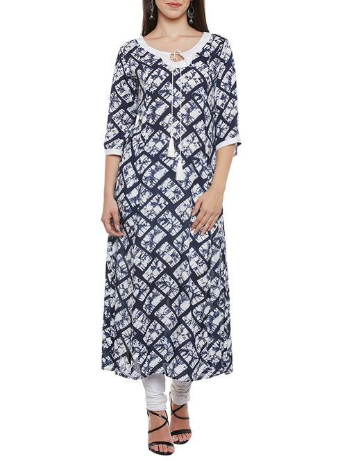 blue rayon straight kurta - 13711950 - Very Small Image - 1