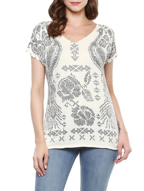 cream rayon regular top - 13712048 - Very Small Image - 1