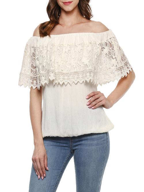 cream rayon ruffle top - 13712062 - Very Small Image - 1
