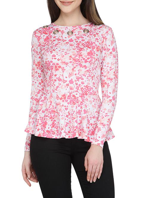 multicolored printed viscose peplum top - 13713290 - Very Small Image - 1