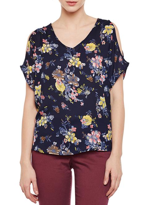 floral cold shoulder sleeved top - 13714014 - Very Small Image - 1