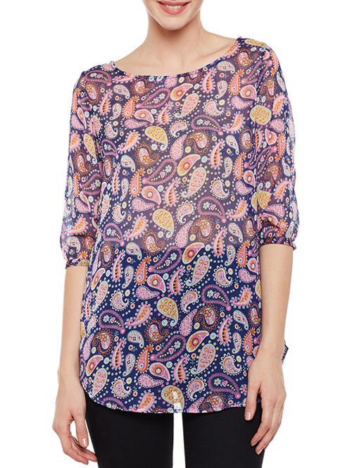 paisley boat neck top - 13714017 - Very Small Image - 1