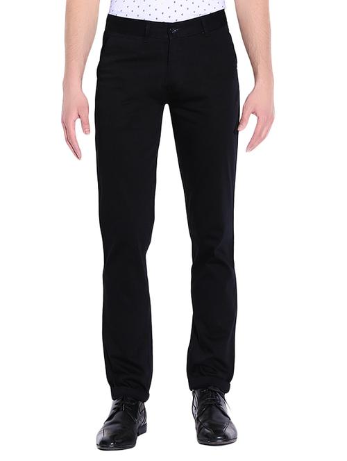 black cotton chinos casual trousers - 13714233 - Very Small Image - 1