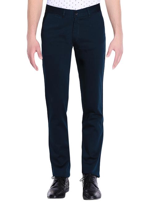 blue cotton chinos casual trousers - 13714234 - Very Small Image - 1