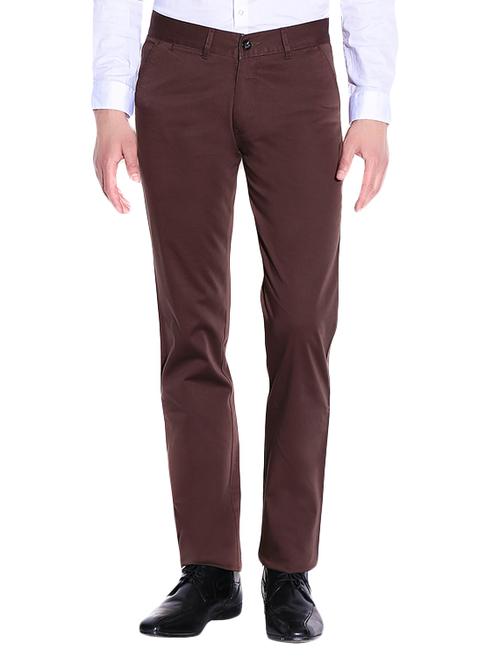 brown cotton chinos casual trousers - 13714235 - Very Small Image - 1