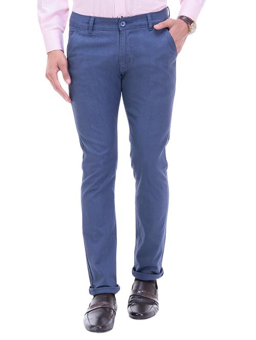 blue cotton chinos casual trousers - 13714238 - Very Small Image - 1