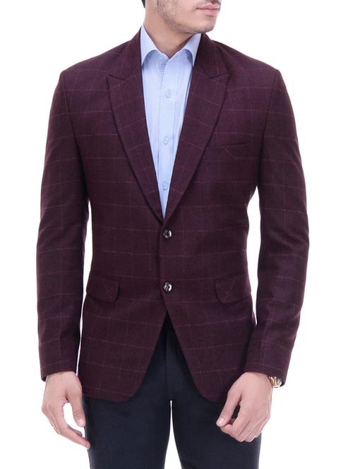 maroon cotton blend casual blazer - 13714302 - Very Small Image - 1