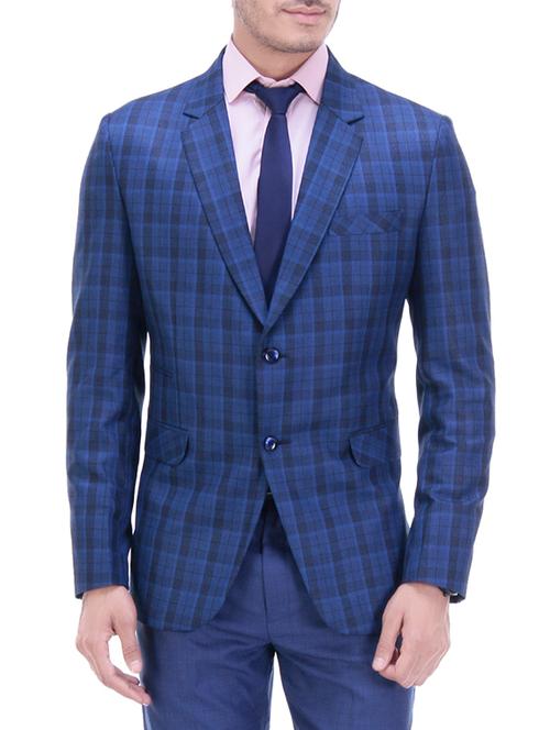 blue cotton blend casual blazer - 13714303 - Very Small Image - 1