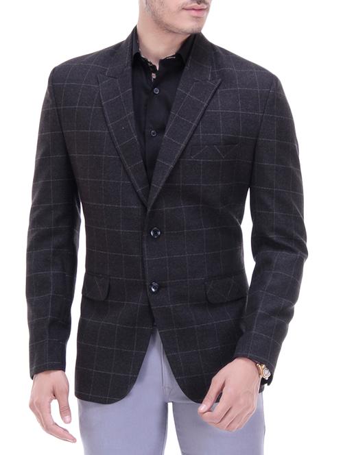 charcoal grey cotton blend casual blazer - 13714305 - Very Small Image - 1