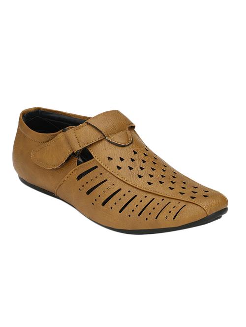 tan faux leather slip on sandals - 13714324 - Very Small Image - 1