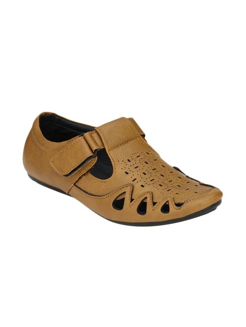 tan faux leather slip on sandals - 13714327 - Very Small Image - 1