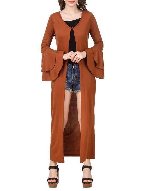 brown long jersey shrug - 13714533 - Very Small Image - 1