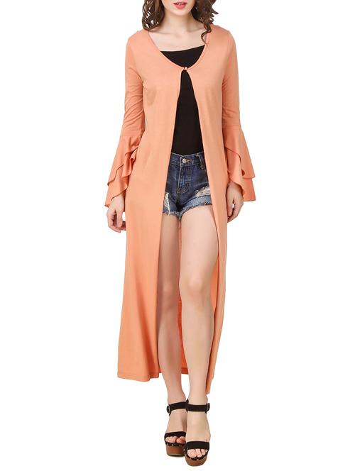 orange solid jersey shrug - 13714535 - Very Small Image - 1