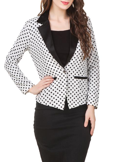 white polka dots printed summer jacket - 13714624 - Very Small Image - 1
