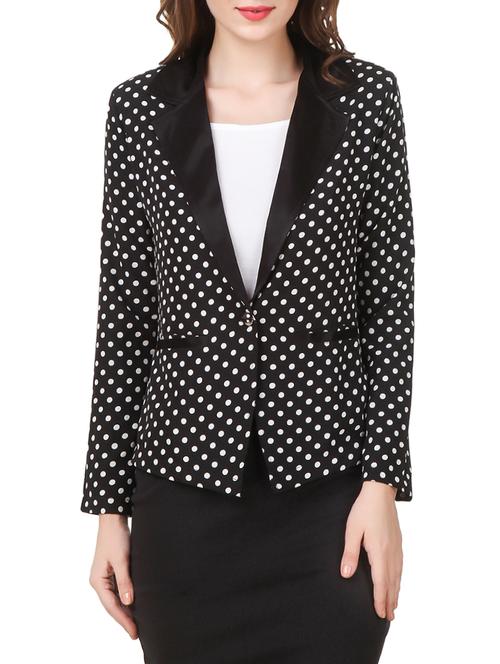 black polka dots printed summer jacket - 13714625 - Very Small Image - 1