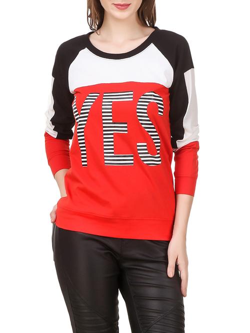 red printed cotton jersey regular top - 13714637 - Very Small Image - 1