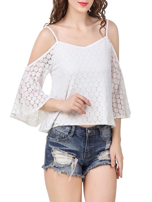 cold shoulder laced top - 13714651 - Very Small Image - 1