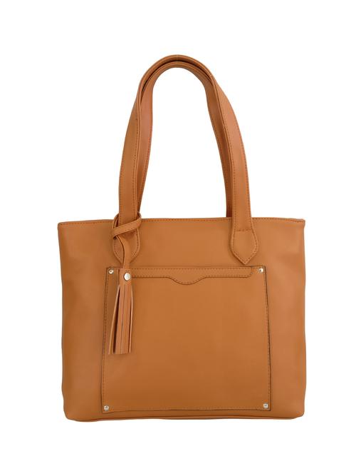tan leatherette regular handbag - 13717457 - Very Small Image - 1