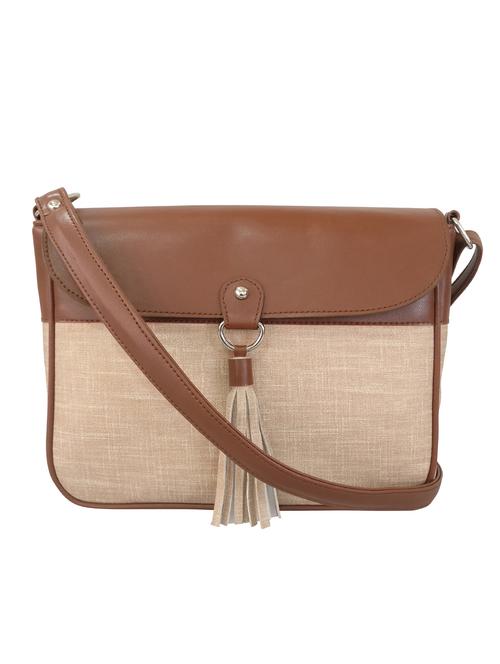 brown leatherette regular sling bag - 13717479 - Very Small Image - 1