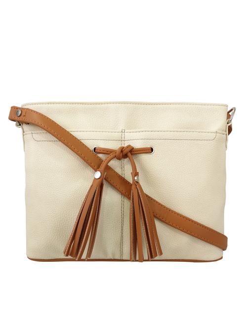 white leatherette regular sling bag - 13717480 - Very Small Image - 1