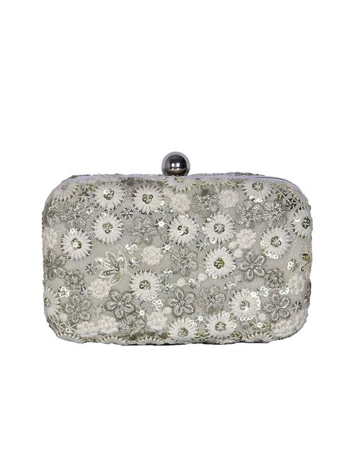 silver cotton box clutch - 13719143 - Very Small Image - 1
