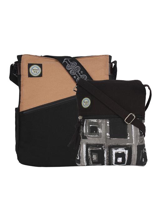 black canvas messenger sling bag - 13719252 - Very Small Image - 1
