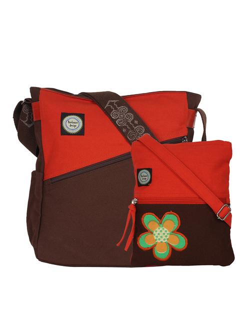 brown canvas messenger sling bag - 13719253 - Very Small Image - 1