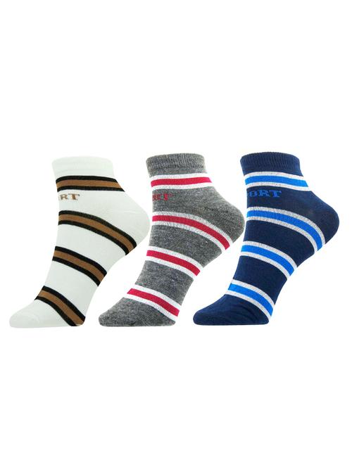 set of 3 multi colored cotton ankle length sock - 13719586 - Very Small Image - 1