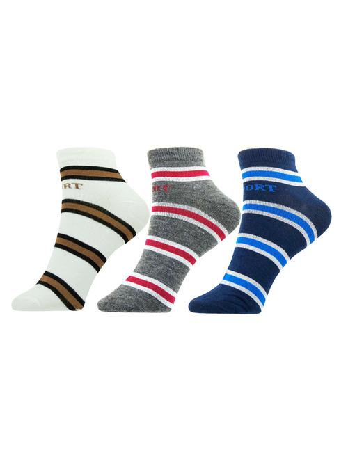 set of 3 multi colored cotton ankle length sock - 13719589 - Very Small Image - 1
