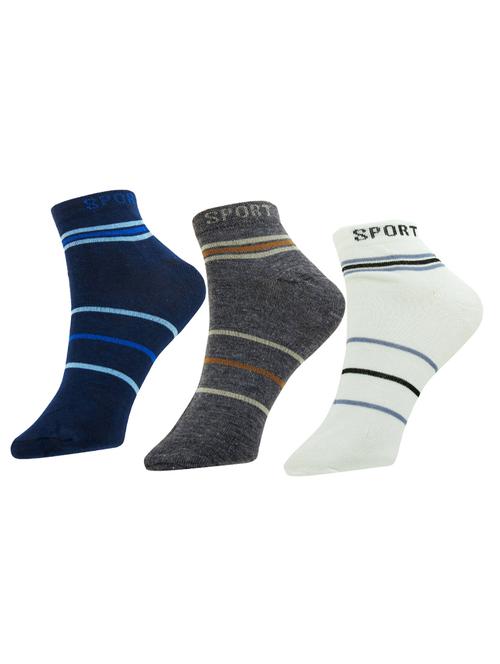 set of 3 multi colored cotton ankle length sock - 13719590 - Very Small Image - 1