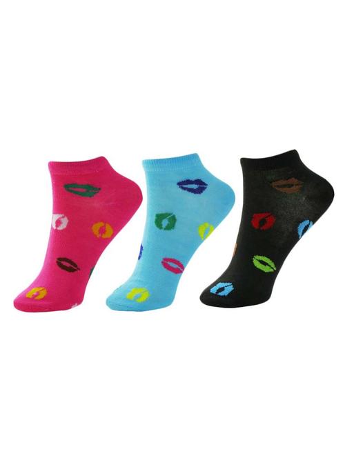 set of 3 multi colored cotton ankle length sock - 13719619 - Very Small Image - 1