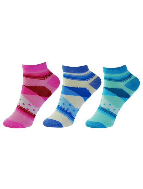 set of 3 multi colored cotton ankle length sock - 13719635 - Very Small Image - 1