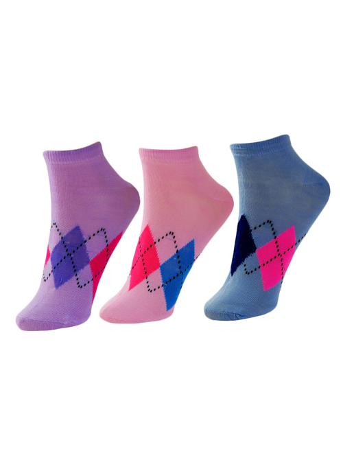 set of 3 multi colored cotton ankle length sock - 13719639 - Very Small Image - 1