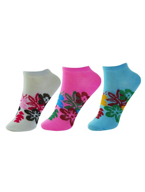 set of 3 multi colored cotton ankle length sock - 13719640 - Very Small Image - 1