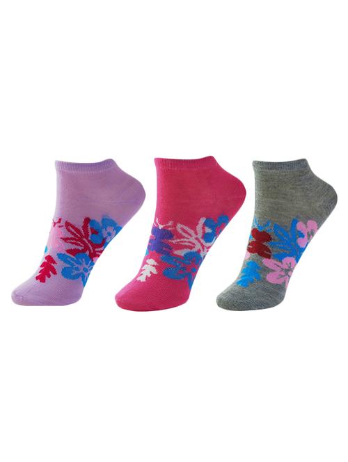 set of 3 multi colored cotton ankle length sock - 13719641 - Very Small Image - 1