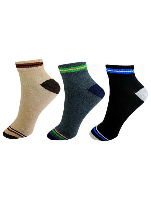 set of 3 multi colored cotton ankle length sock - 13719662 - Very Small Image - 1