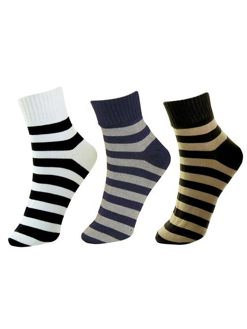 set of 3 multi colored cotton ankle length sock - 13719704 - Very Small Image - 1