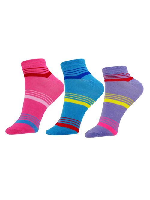set of 3 multi colored cotton ankle length sock - 13719705 - Very Small Image - 1