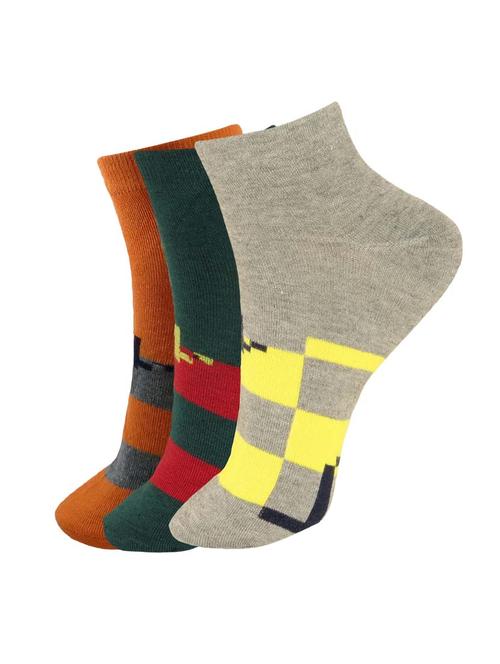 set of 3 multi colored cotton ankle length sock - 13719706 - Very Small Image - 1