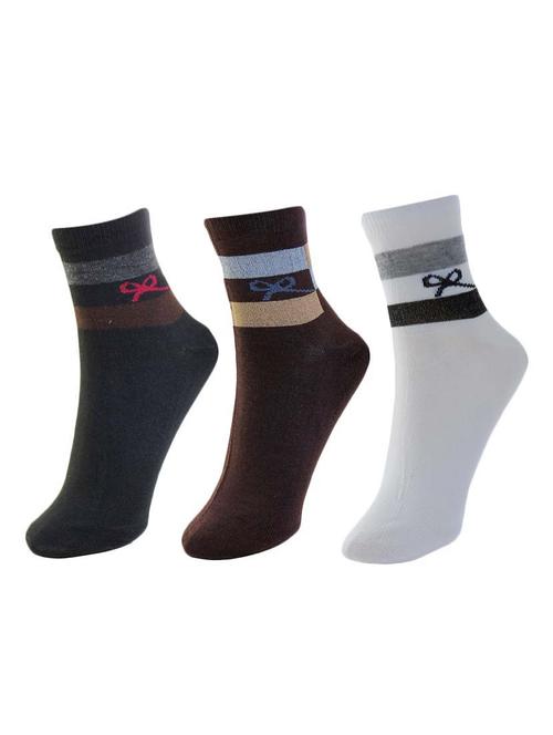 set of 3 multi colored cotton ankle length sock - 13719714 - Very Small Image - 1