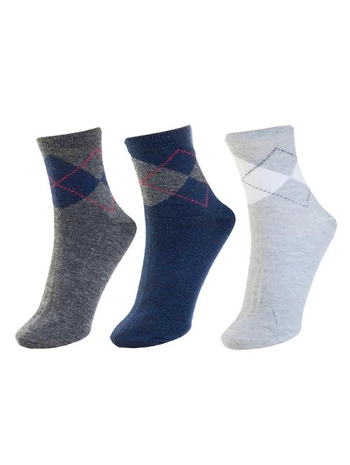 set of 3 multi colored cotton ankle length sock - 13719719 - Very Small Image - 1