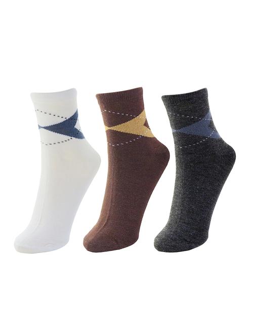 set of 3 multi colored cotton ankle length sock - 13719721 - Very Small Image - 1