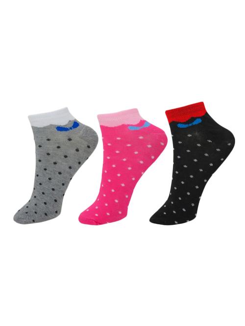 set of 3 multi colored cotton ankle length sock - 13719727 - Very Small Image - 1