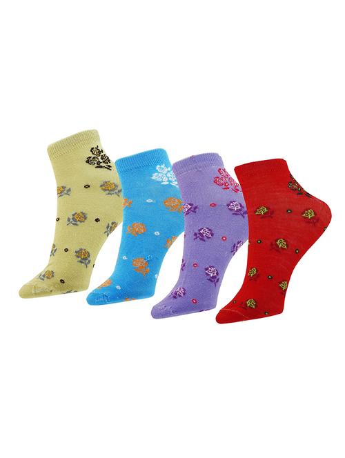 set of 4 multi colored cotton ankle length sock - 13719772 - Very Small Image - 1