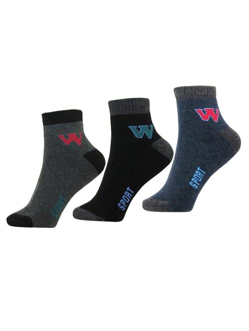 set of 3 multi colored cotton ankle length sock - 13719802 - Very Small Image - 1