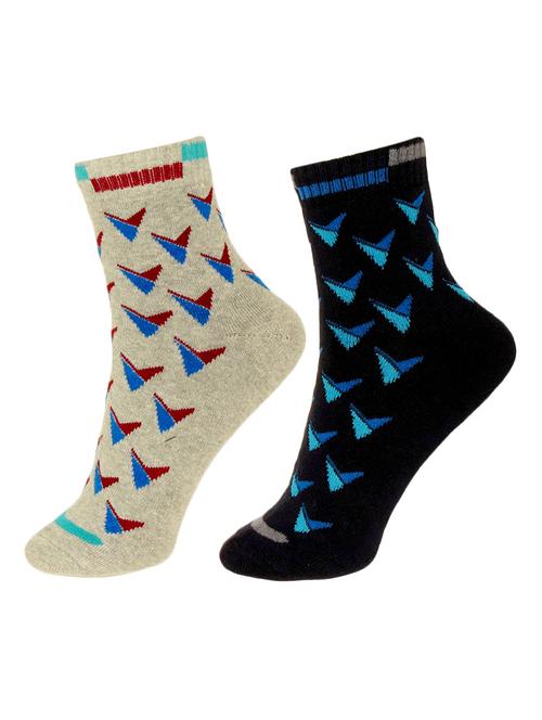 set of 2 multi colored cotton ankle length sock - 13719819 - Very Small Image - 1